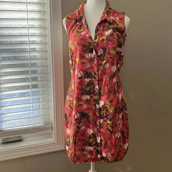 [XL]Vans Wilder Obleka Roza Floral Tunic Sleeveless Dress - Picture 1 of 8
